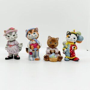 Vtg BC Bronson Cat Collection Lot Porcelain Sewing Clown Bedtime Boho Tabby